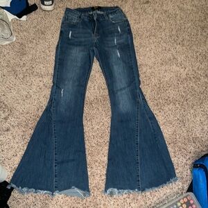 flared denim high-rise pants, size 8, brand lucky and blessed/L&B